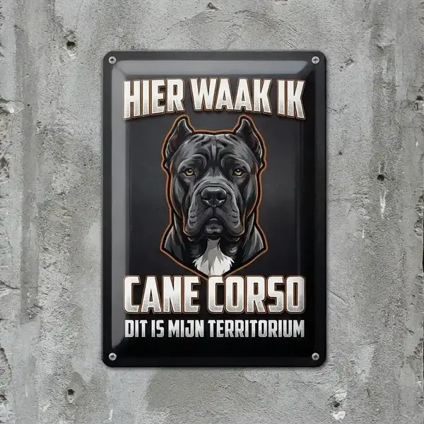 Metalen Waakbord Cane Corso – Hier Waak Ik
