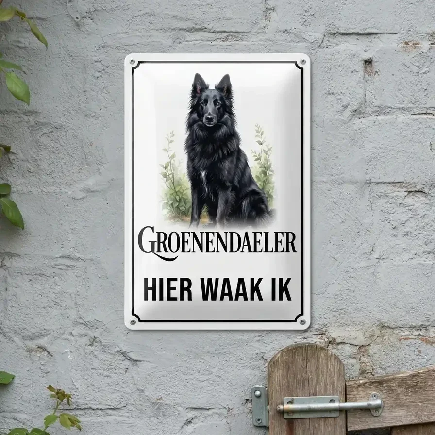 Metalen Waakbord Groenendaeler - Hier Waak Ik