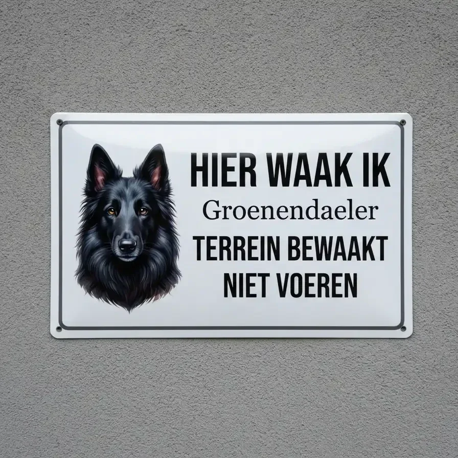 Metalen Waakbord Groenendaeler - Hier Waak Ik