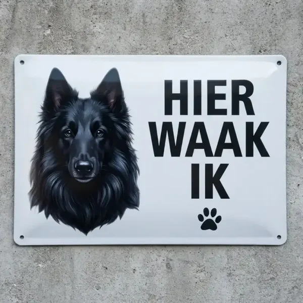 Metalen Waakbord Groenendaeler - Hier waak ik