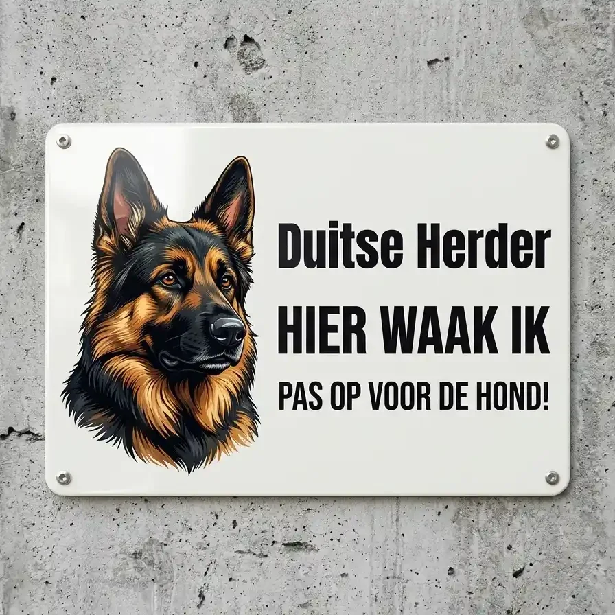Waakbord Duitse Herder - Vol Metaal