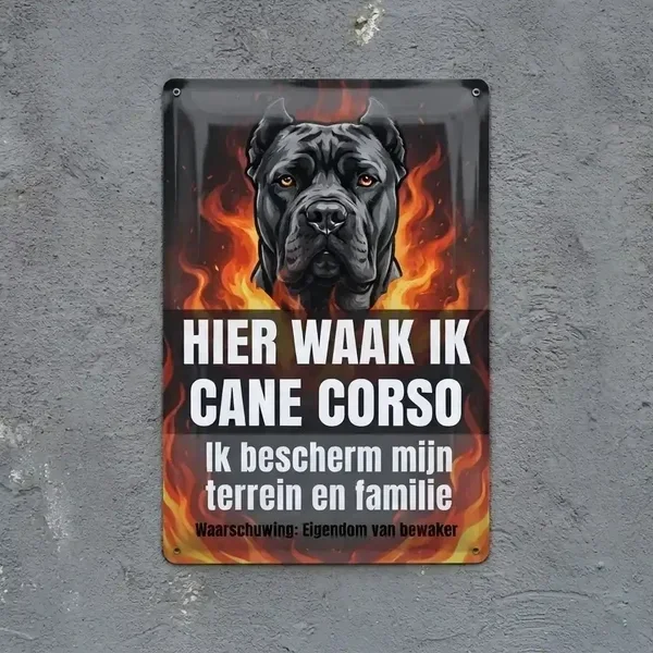 Waakbord Cane Corso Metaal – Vlammen
