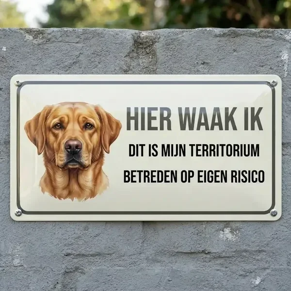 Metalen Waakbord Labrador - Hier Waak Ik