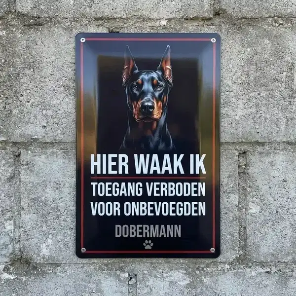 Waakbord Dobermann - Metalen Waarschuwingsbord