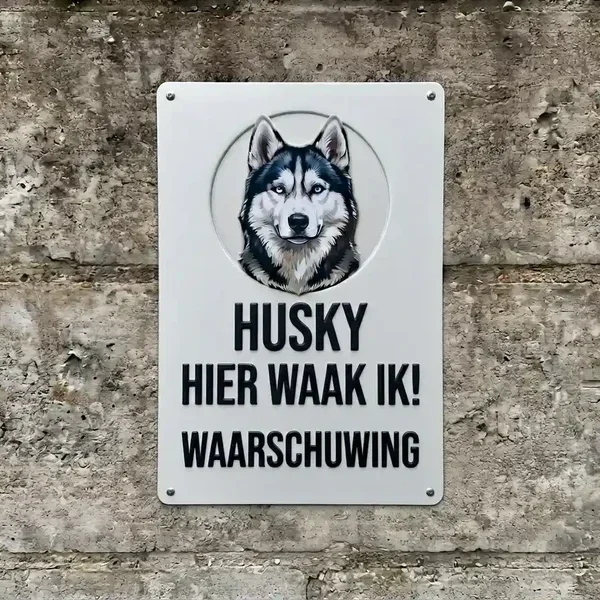 Husky Waakbord Metaal - 3 Maten - NL/EN/FR
