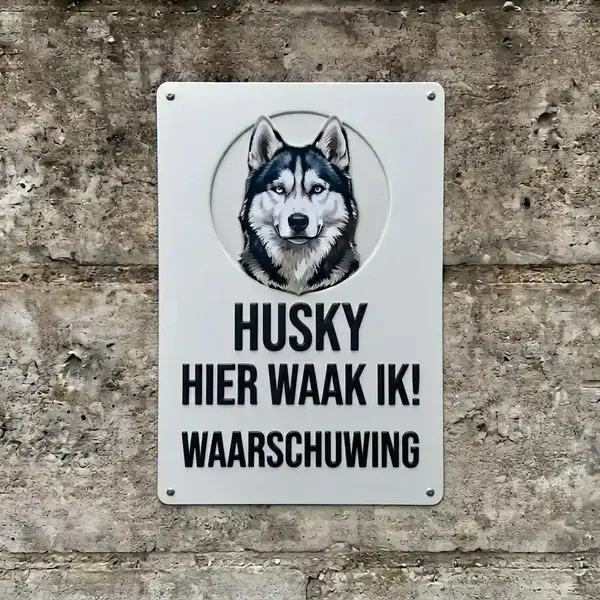 Husky Waakbord Metaal - 3 Maten - NL/EN/FR