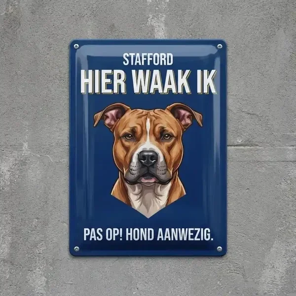 Metaal Waakbord Stafford - Hier Waak Ik