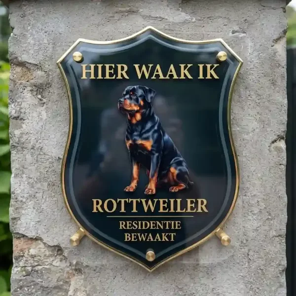 Waakbord Rottweiler - Hier Waak Ik - Acryl 4mm