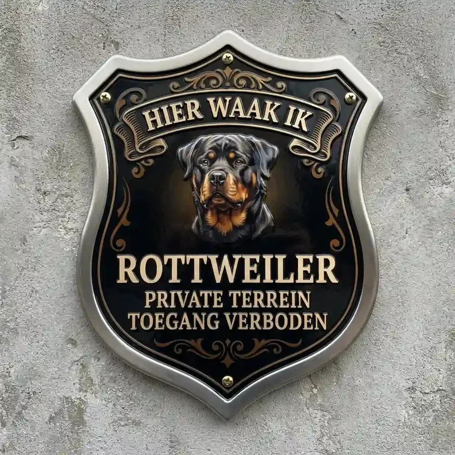 Waakbord Rottweiler - Hier Waak Ik
