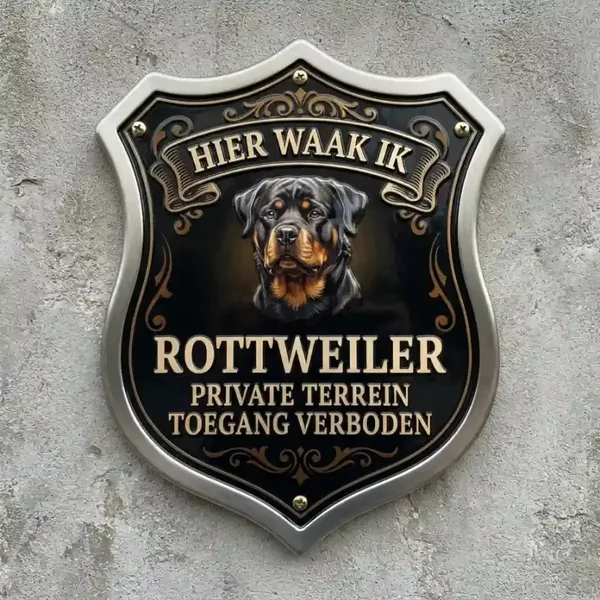 Waakbord Rottweiler - Hier Waak Ik