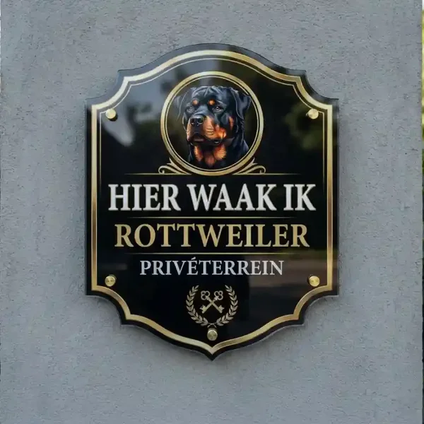 Waakbord Rottweiler - Hier waak ik / Privé terrein