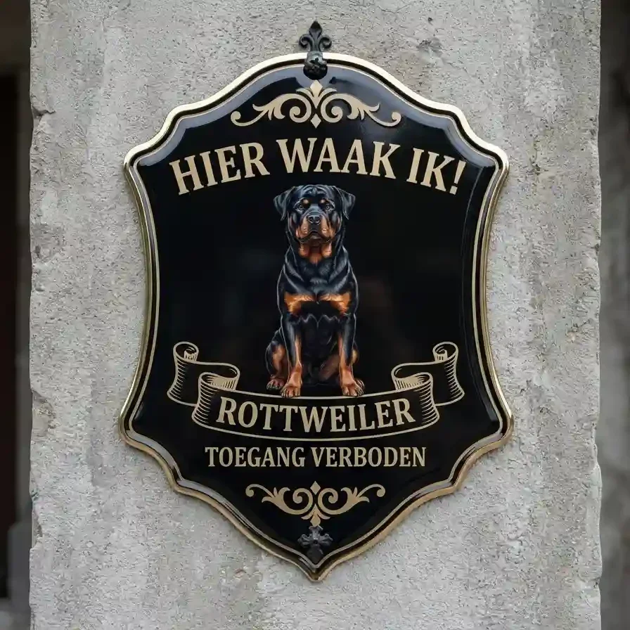 Waakbord Rottweiler - Acryl 4mm - Hier Waak Ik