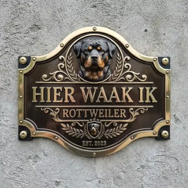Luxe Waakbord Rottweiler 'Hier Waak Ik'