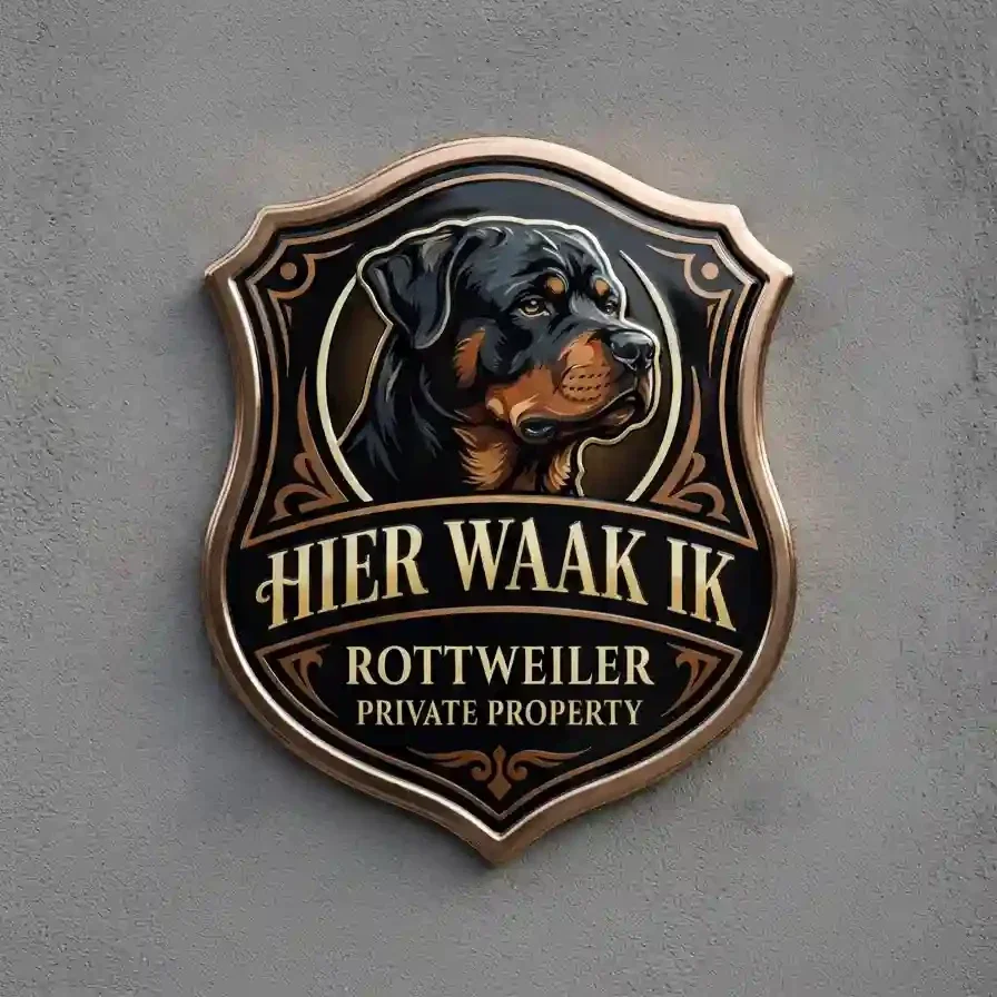 Waakbord Rottweiler - Hier Waak Ik