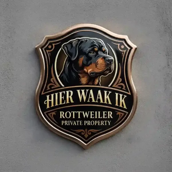 Waakbord Rottweiler - Hier Waak Ik