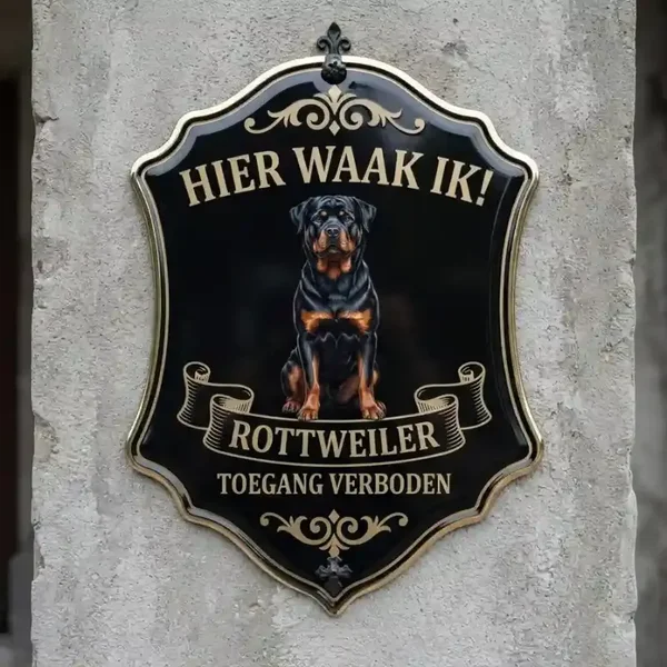 Waakbord Rottweiler - Acryl 4mm - Hier Waak Ik