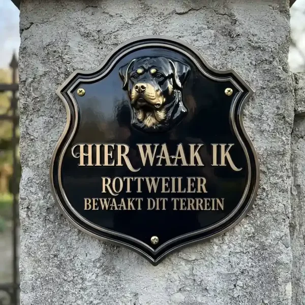 Waakbord Rottweiler - "Hier Waak Ik