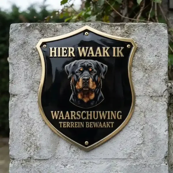 Acryl Waakbord Rottweiler Schild - "Hier Waak Ik