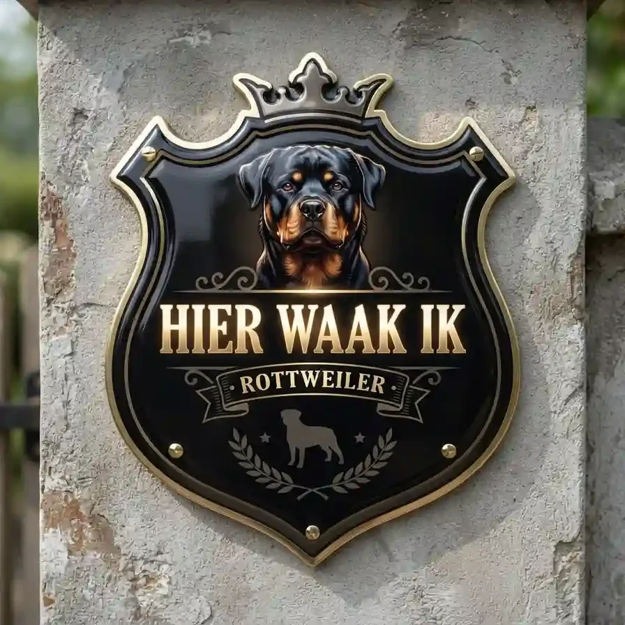 Waakbord Rottweiler Schild - Hier Waak Ik