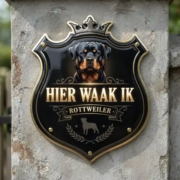 Waakbord Rottweiler Schild - Hier Waak Ik