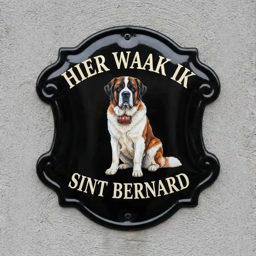 Acryl Sint Bernard Waakbord Hier Waak Ik