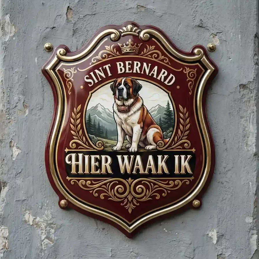 Waakbord Sint Bernard Schild Bordeaux Goud