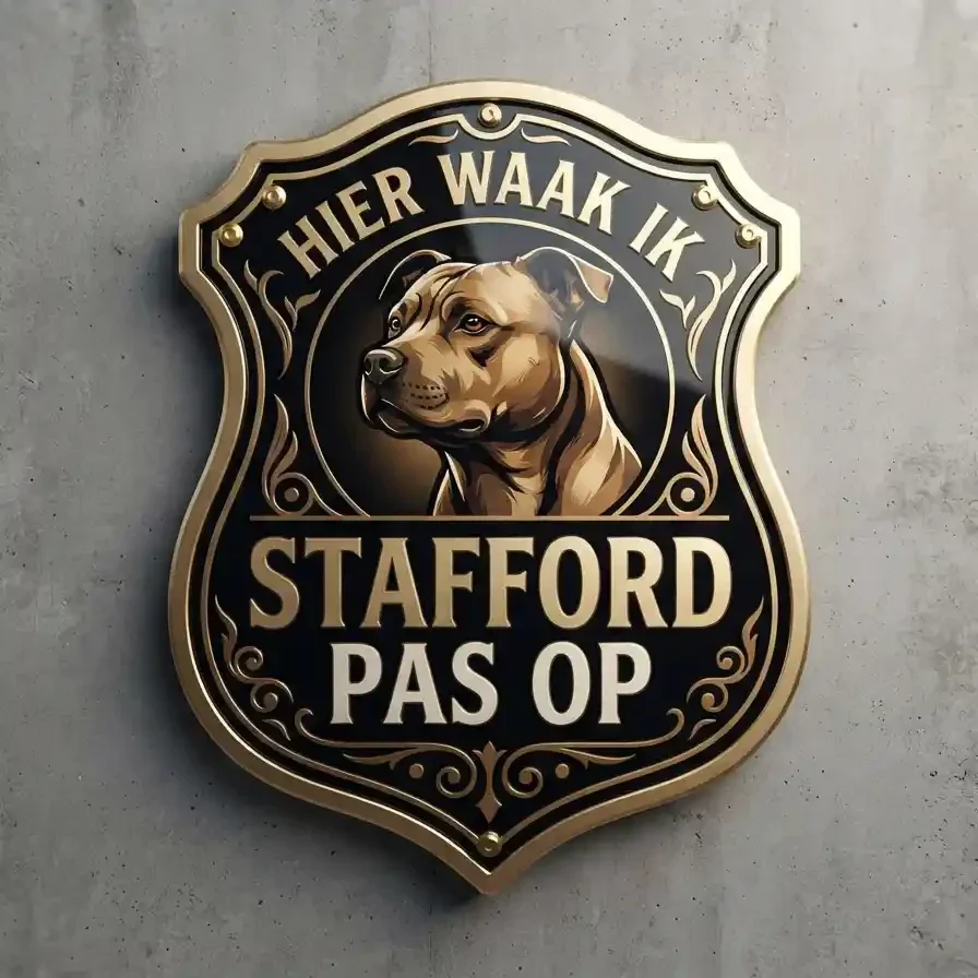 Acryl Waakbord Stafford - Hier Waak Ik Schild 4mm