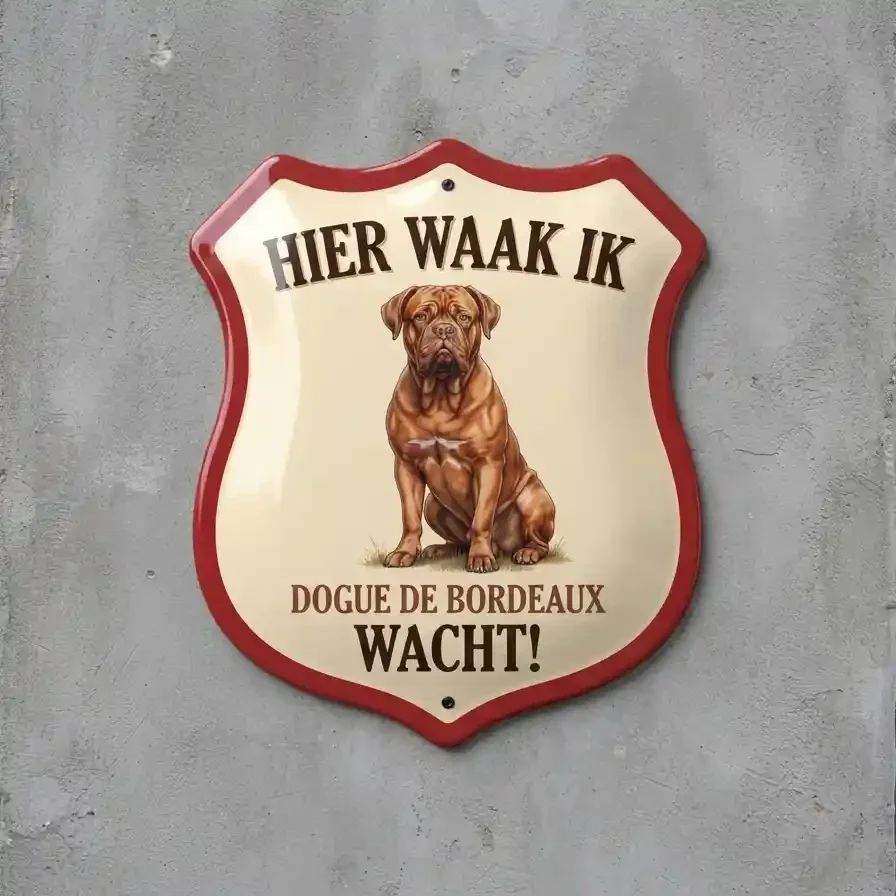 Waakbord Bordeauxdog - Hier Waak Ik