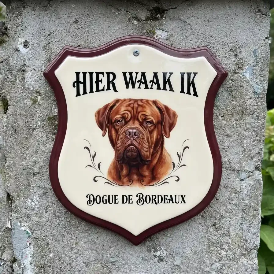 Waakbord Bordeauxdog - Hier Waak Ik
