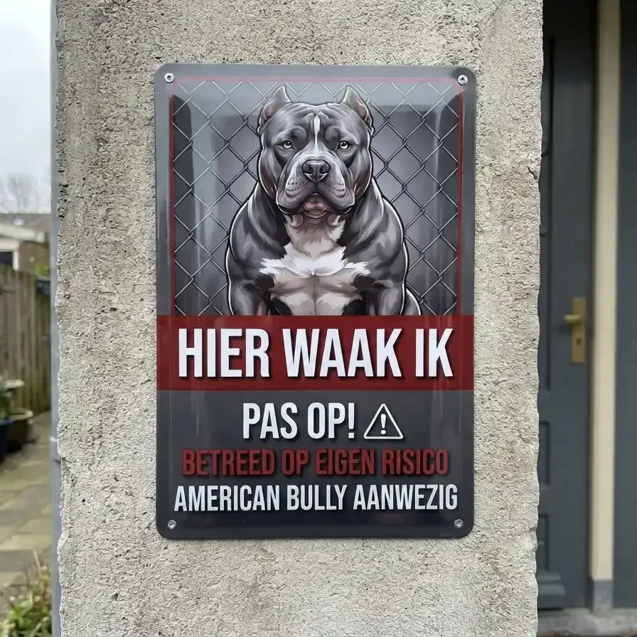 Waakbord American Bully - Hier Waak Ik