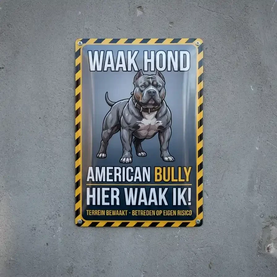 Metalen Waakbord American Bully - Hier Waak Ik