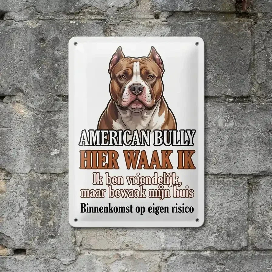 Waakbord American Bully - Hier waak ik
