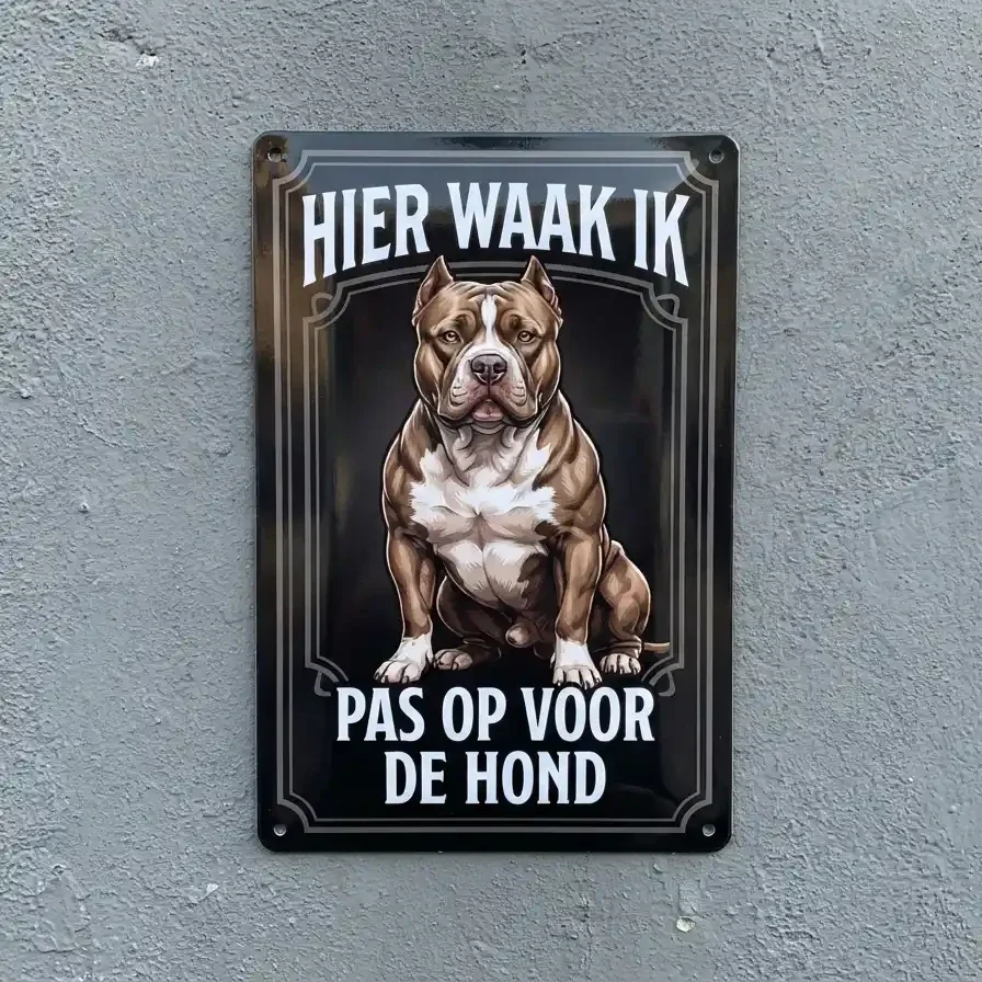 Waakbord American Bully - Hier waak ik