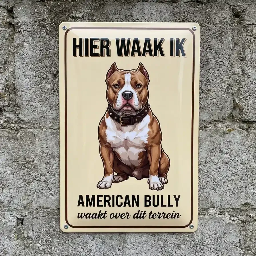 Waakbord American Bully - Hier Waak Ik - Vol Metaal