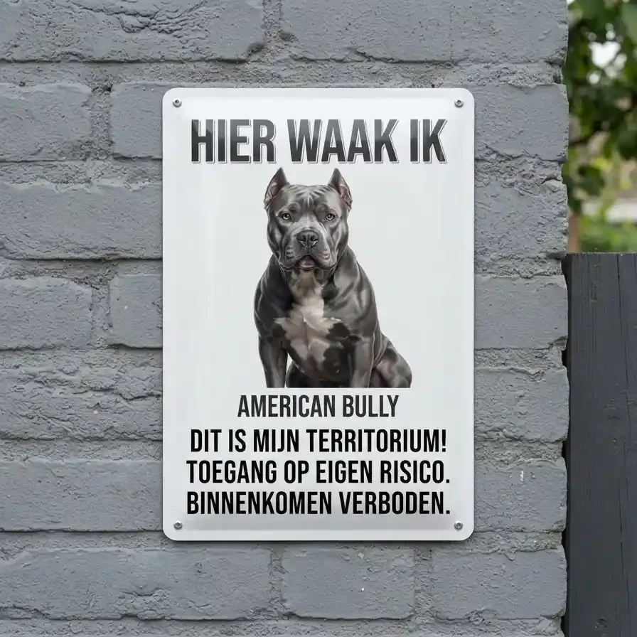 Waakbord American Bully - Hier waak ik