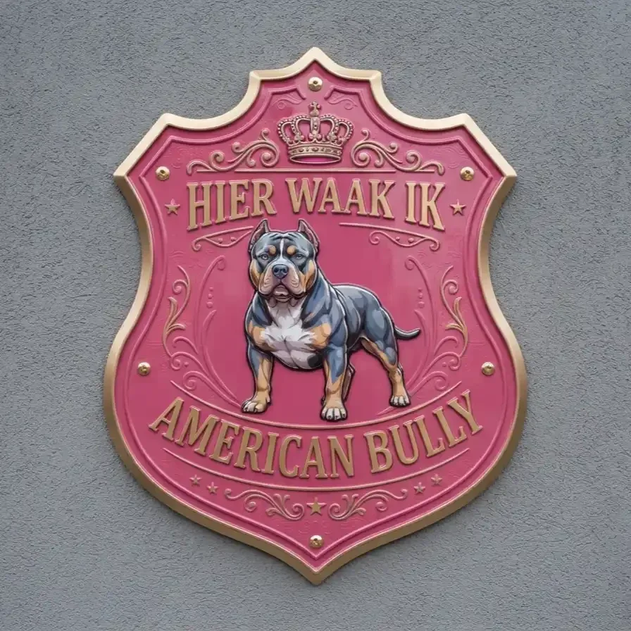 American Bully Waakbord Schild Roze-Goud Acryl
