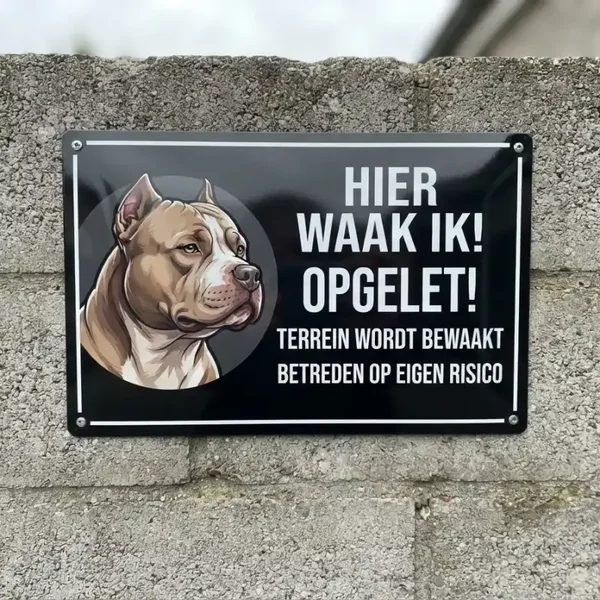 Waakbord American Bully - Vol Metaal