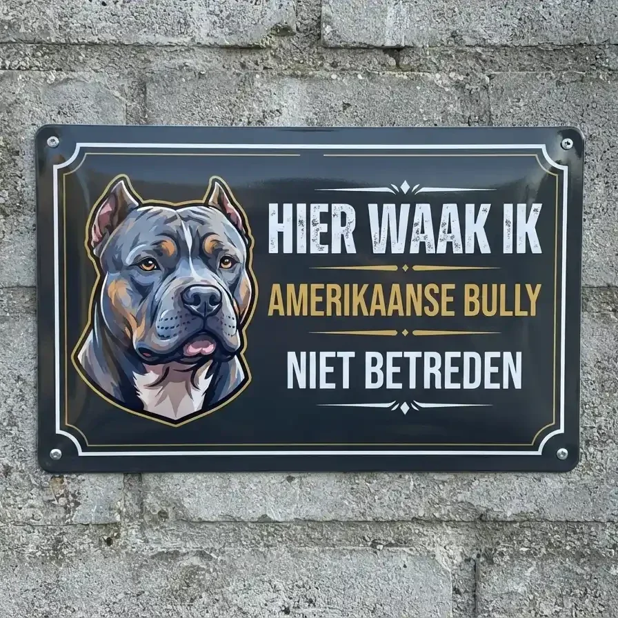 Waakbord American Bully - Vol Metaal