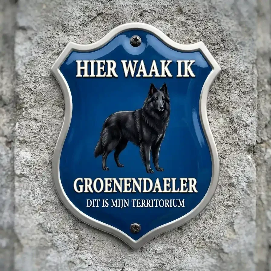 Groenendaeler Waakbord Schild Acryl 4mm - Hier Waak Ik