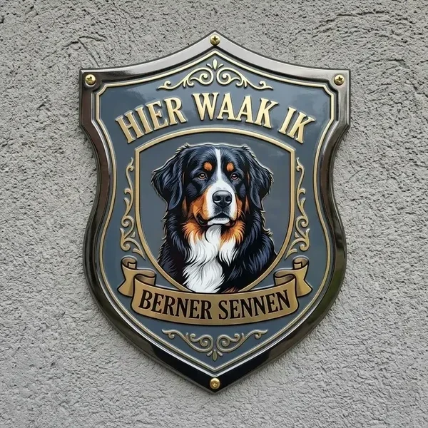 Berner Sennen Waakbord Acryl Schild - Hier Waak Ik
