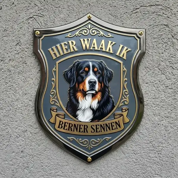 Berner Sennen Waakbord Acryl Schild - Hier Waak Ik