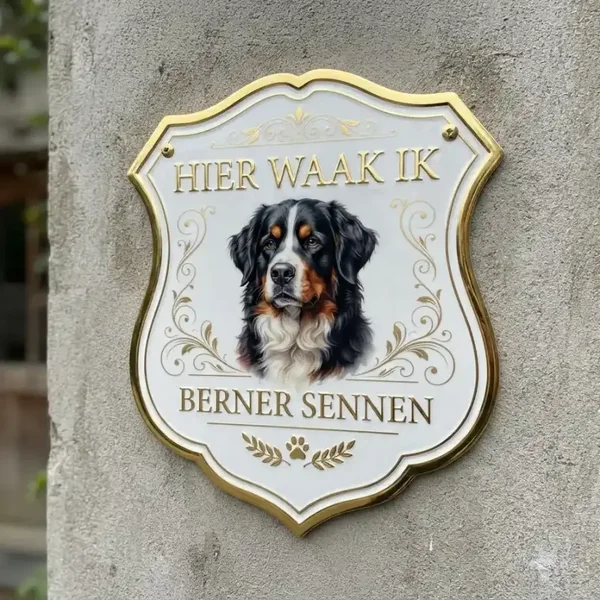 Waakbord Berner Sennen - Hier waak ik 4mm acryl