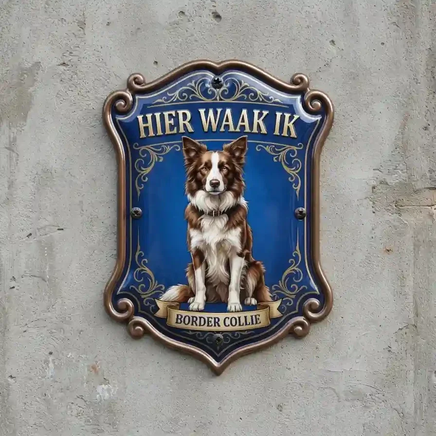 Waakbord Border Collie - Acryl 4mm (Hier waak ik)