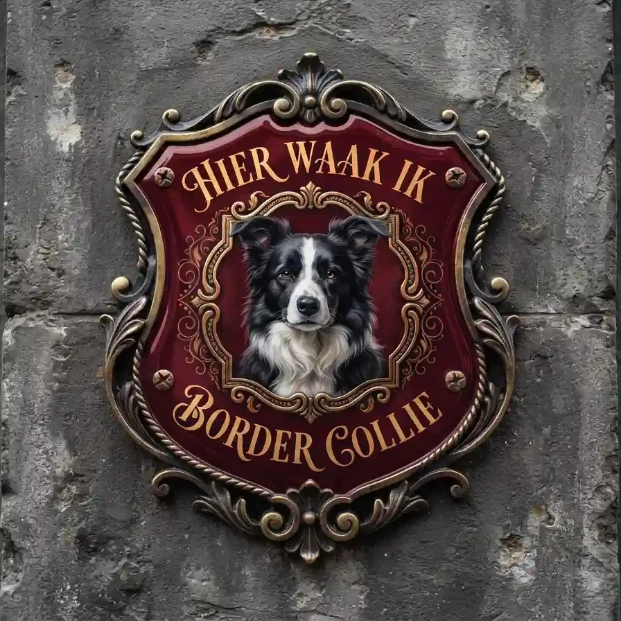 Waakbord Border Collie - Acryl 4mm (ca. 25x30 / 35x40)