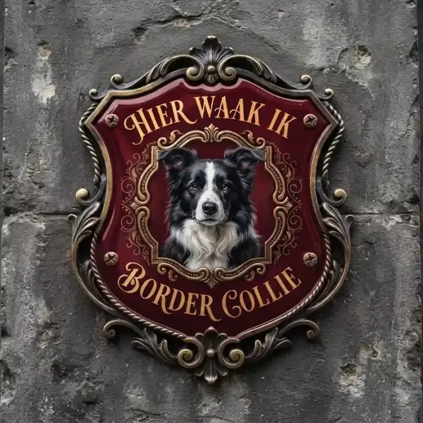 Waakbord Border Collie - Acryl 4mm (ca. 25x30 / 35x40)