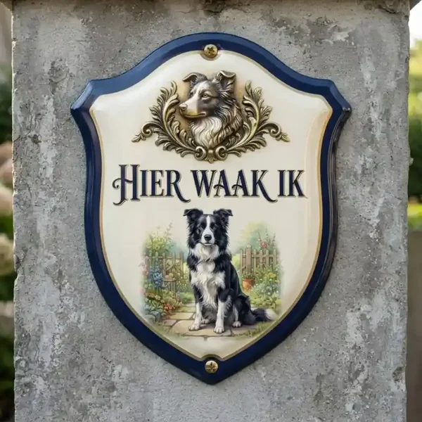 Waakbord Border Collie - Acryl 4mm - Hier waak ik
