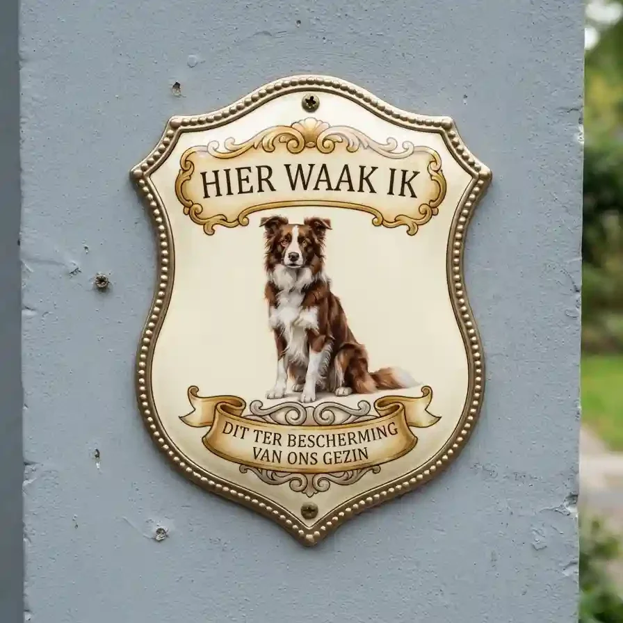 Waakbord Border Collie - Hier waak ik 4mm Acryl