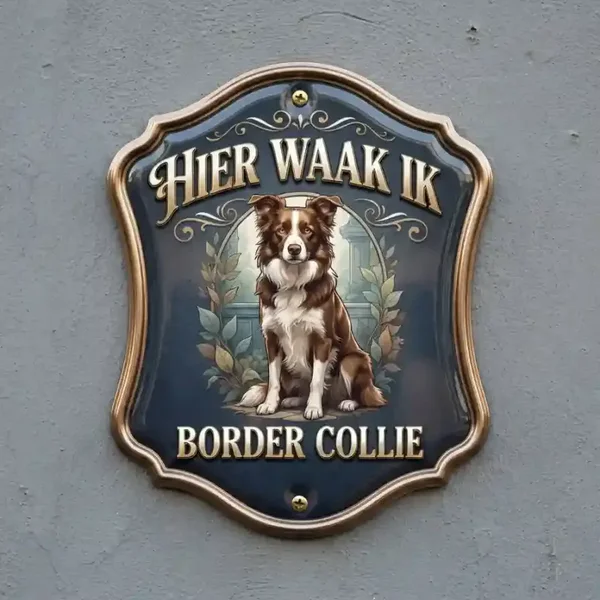 Waakbord Border Collie - Acryl 4mm (Hier waak ik)
