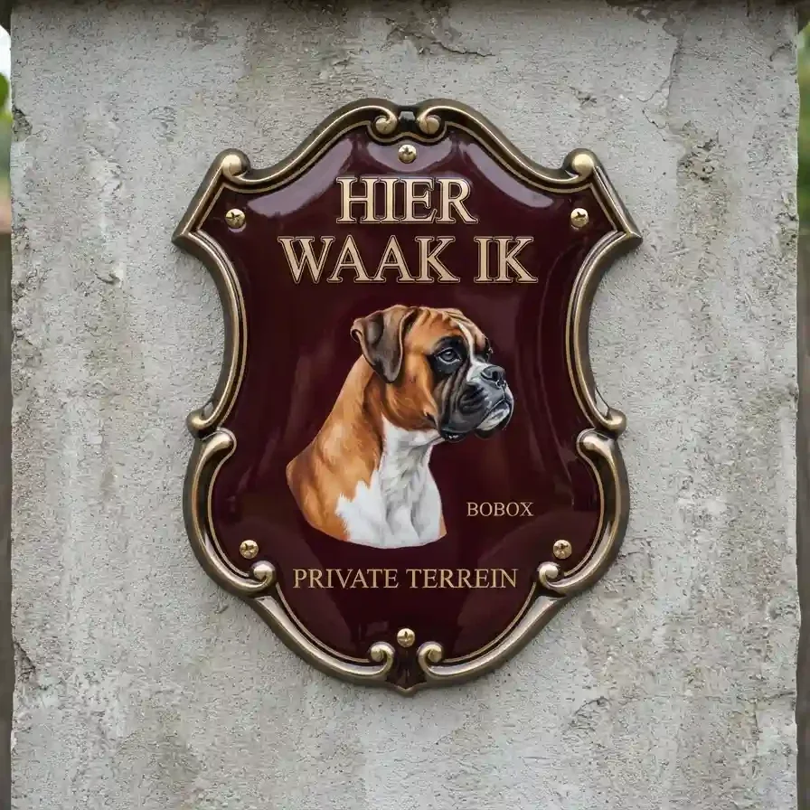 Waakbord Boxer - Hier Waak Ik (Acryl 4mm)