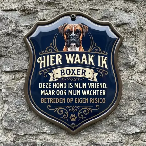 Waakbord Boxer - Hier waak ik (Acryl 4mm)